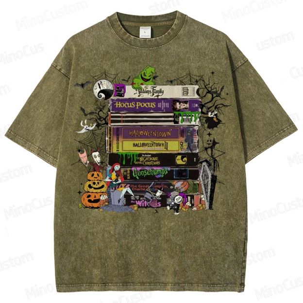 Halloween VHS Movies Washed T-Shirt 