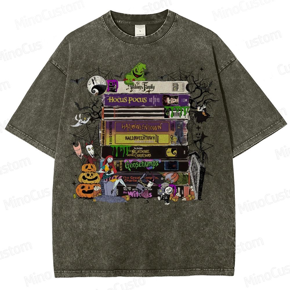 Halloween VHS Movies Washed T-Shirt 