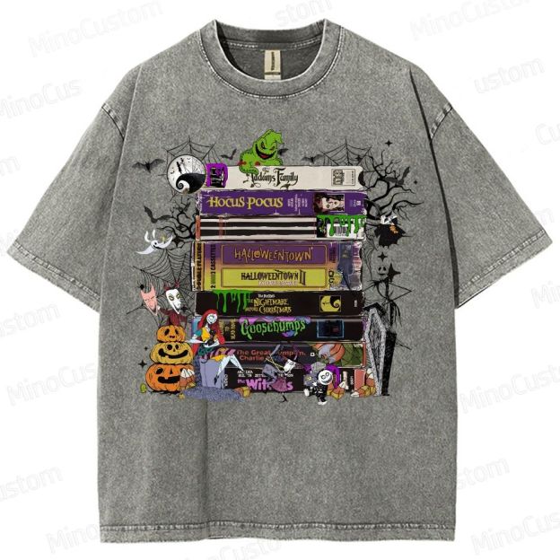 Halloween VHS Movies Washed T-Shirt 