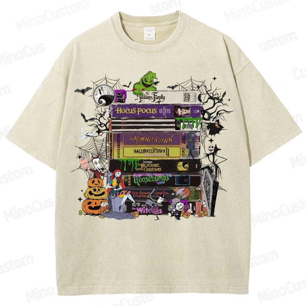 Halloween VHS Movies Washed T-Shirt 