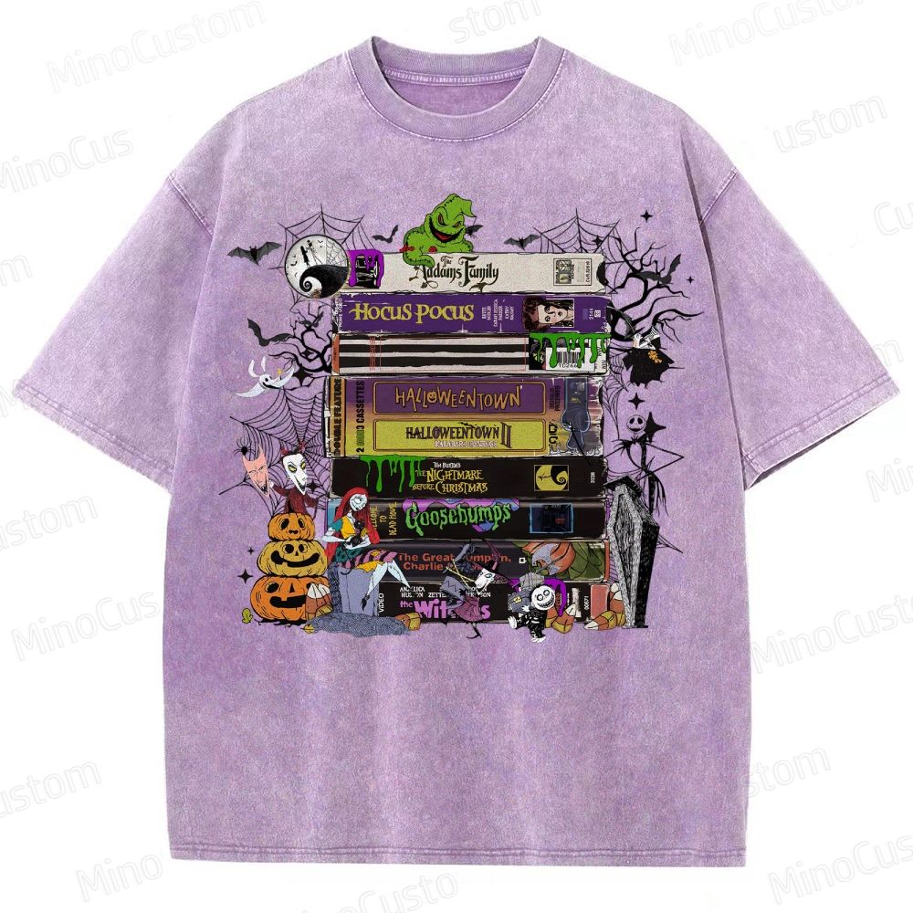 Halloween VHS Movies Washed T-Shirt 