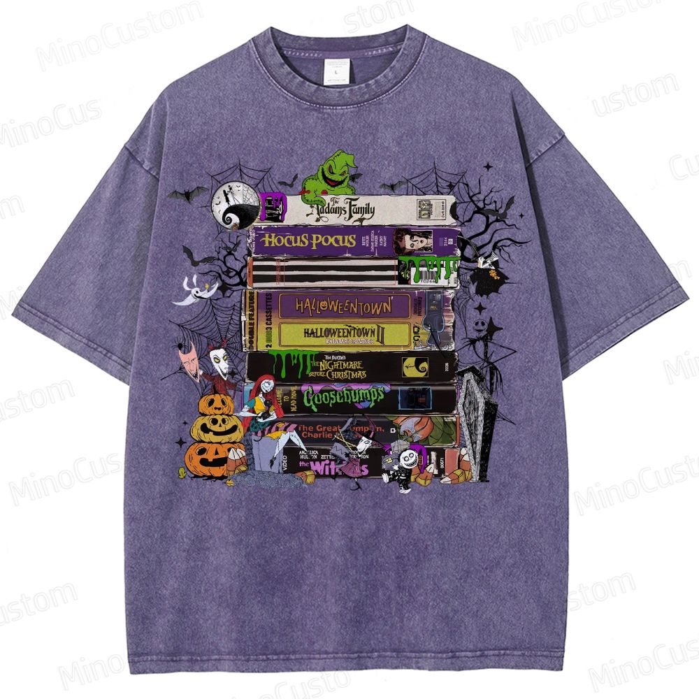Halloween VHS Movies Washed T-Shirt 