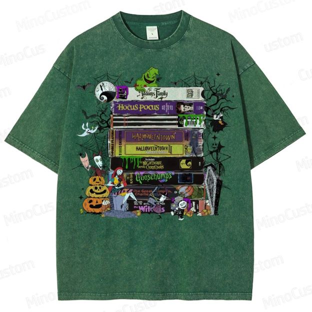 Halloween VHS Movies Washed T-Shirt 