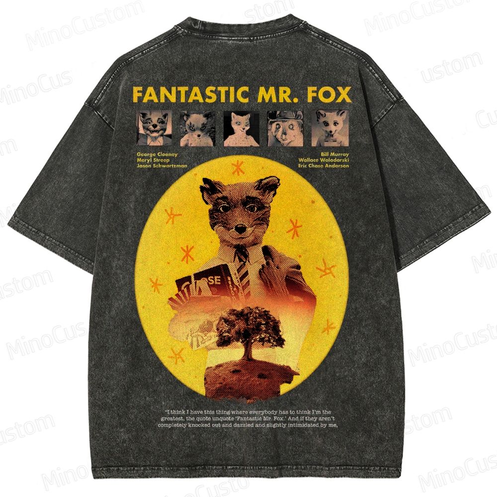 Fantastic Mr. Fox Vintage Washed Animated Comedy T - shirt