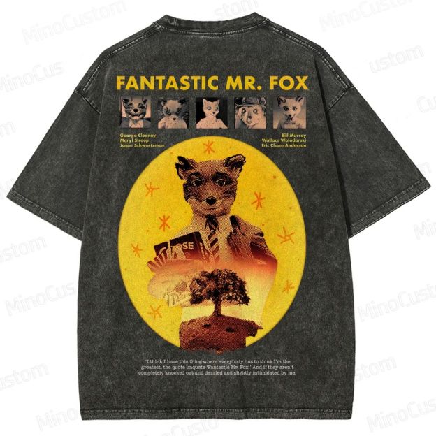 Fantastic Mr. Fox Vintage Washed Animated Comedy T - shirt