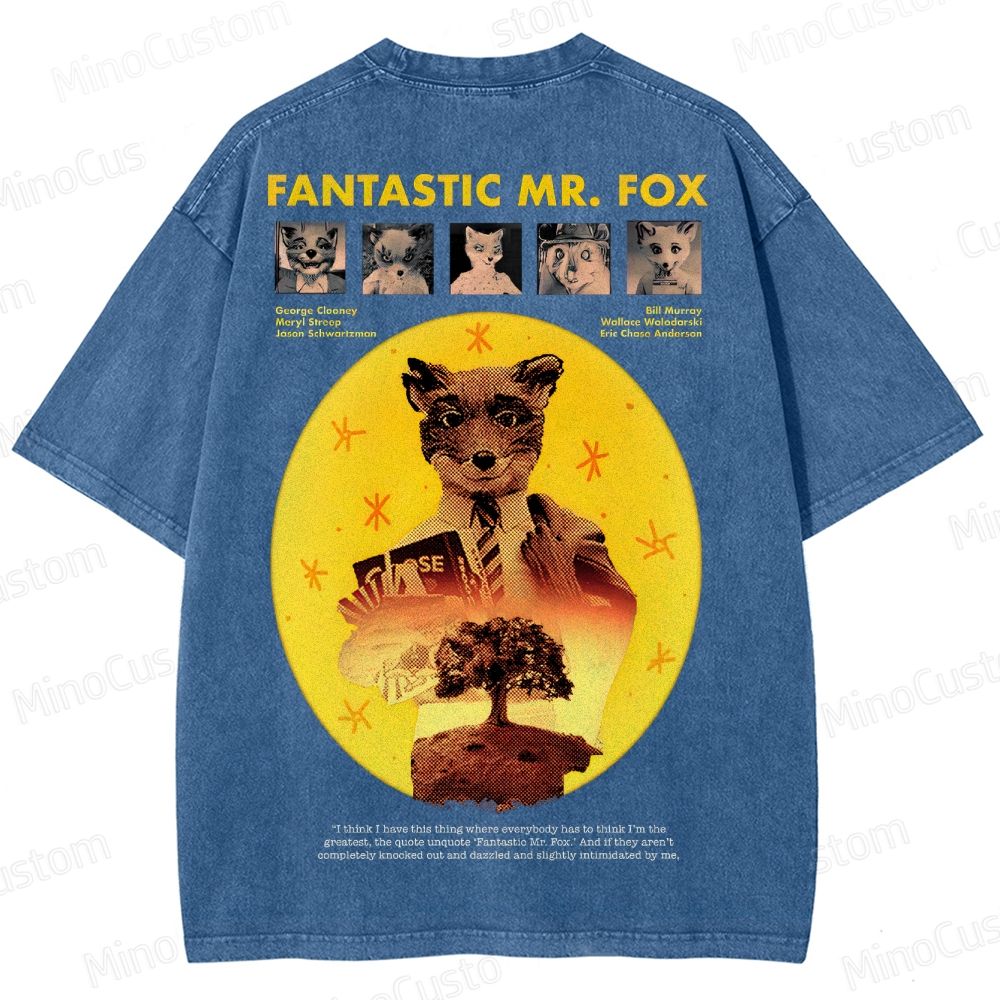 Fantastic Mr. Fox Vintage Washed Animated Comedy T - shirt