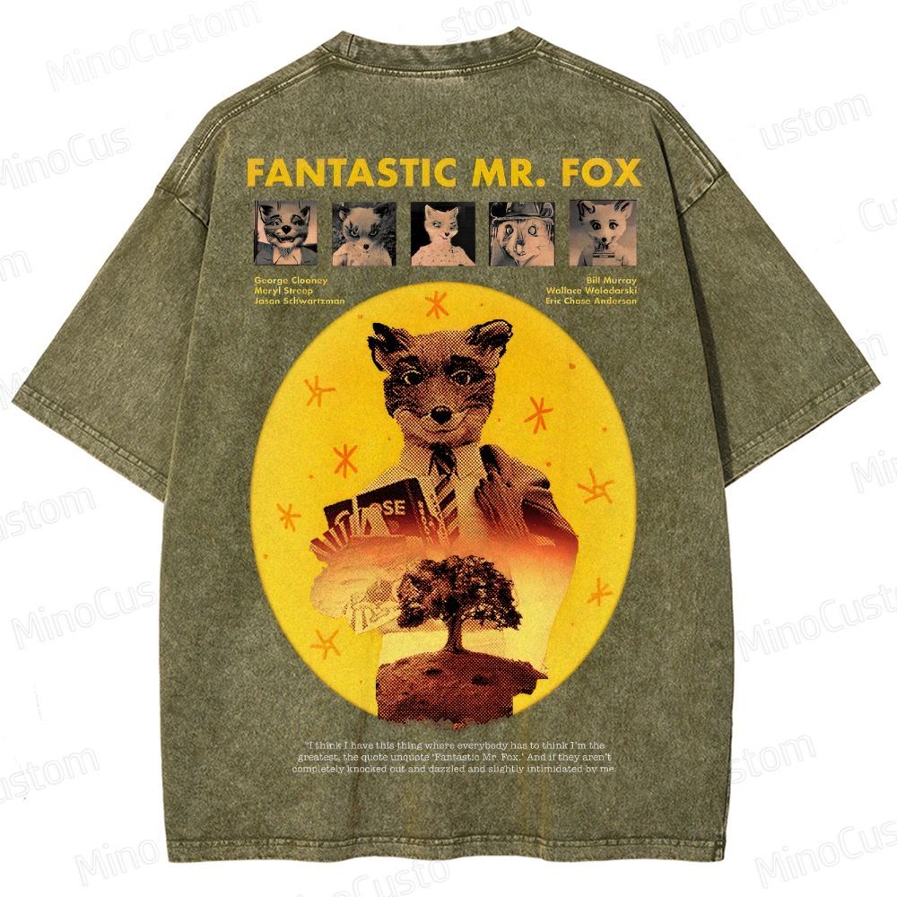 Fantastic Mr. Fox Vintage Washed Animated Comedy T - shirt