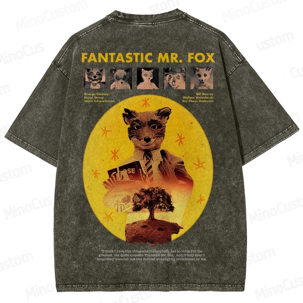 Fantastic Mr. Fox Vintage Washed Animated Comedy T - shirt