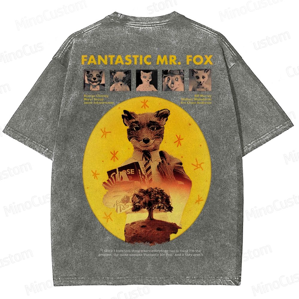 Fantastic Mr. Fox Vintage Washed Animated Comedy T - shirt