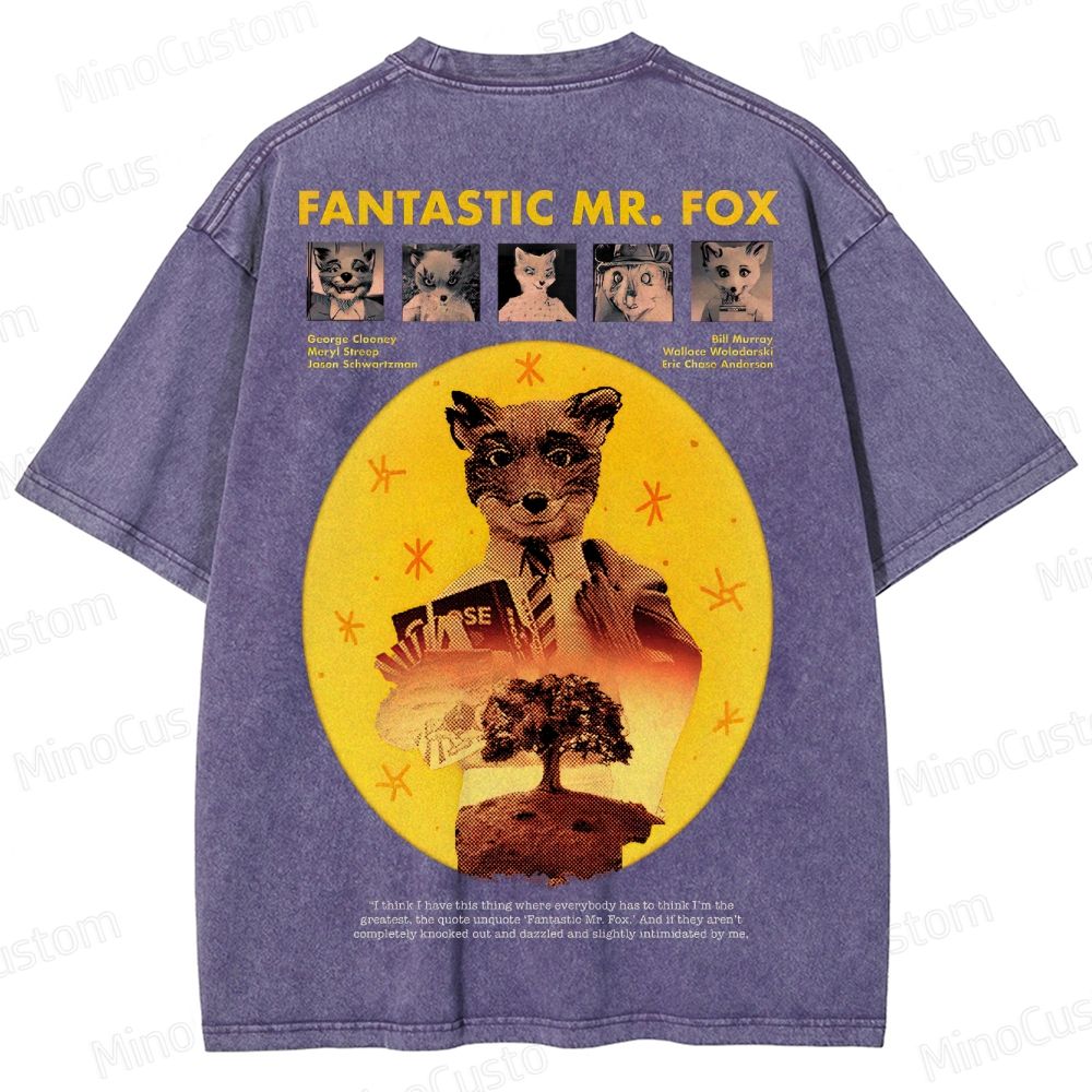 Fantastic Mr. Fox Vintage Washed Animated Comedy T - shirt