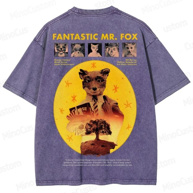 Fantastic Mr. Fox Vintage Washed Animated Comedy T - shirt