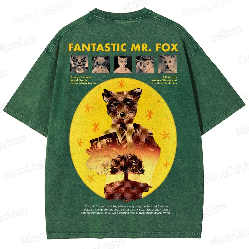 Fantastic Mr. Fox Vintage Washed Animated Comedy T - shirt