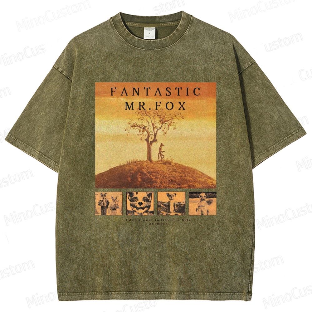 Fantastic Mr. Fox Vintage Washed Animated Comedy T - shirt