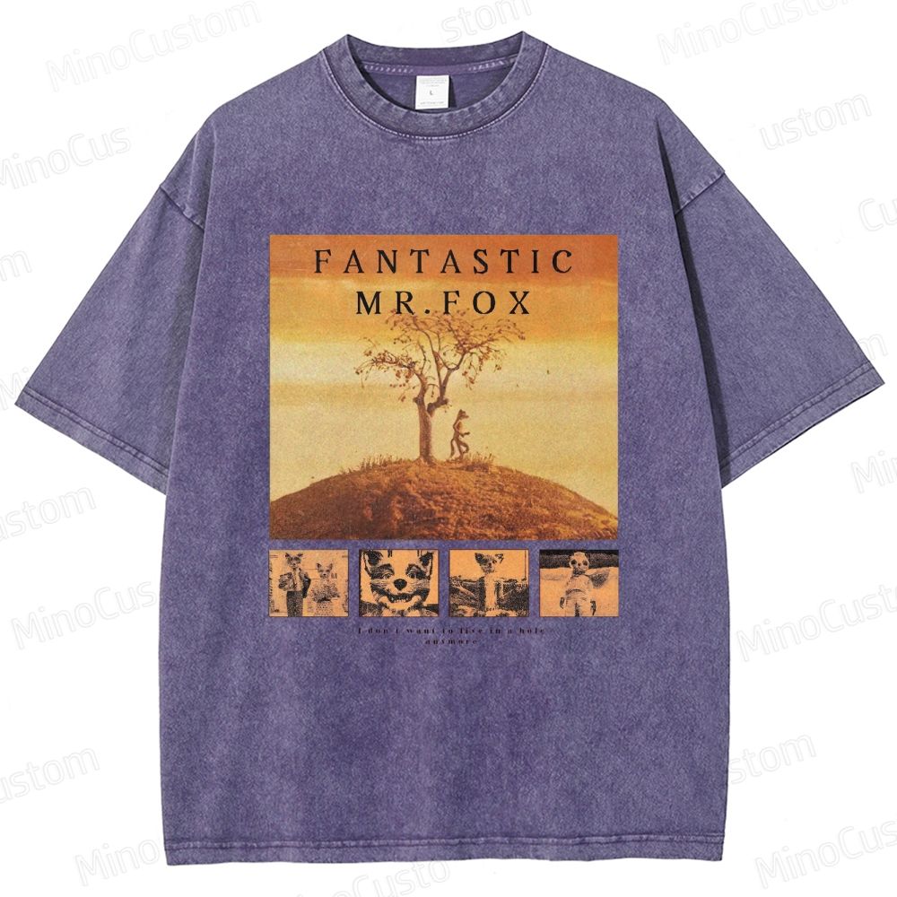 Fantastic Mr. Fox Vintage Washed Animated Comedy T - shirt