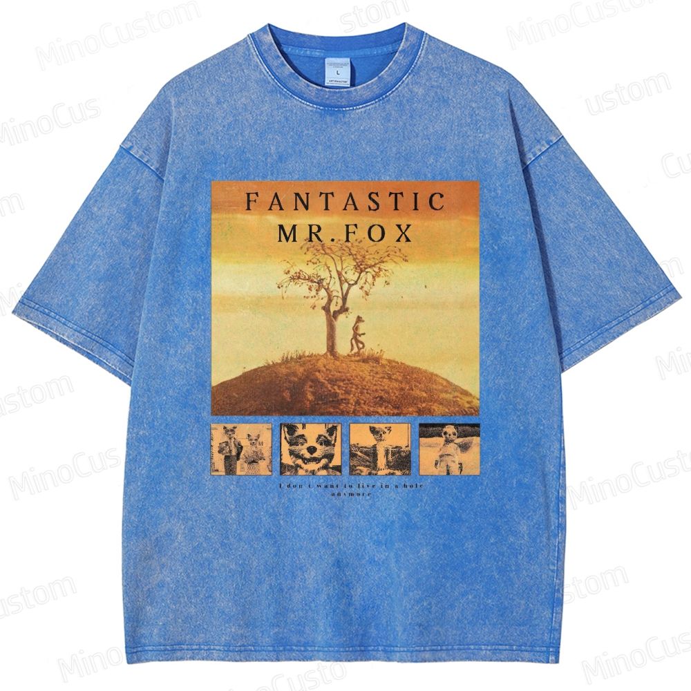 Fantastic Mr. Fox Vintage Washed Animated Comedy T - shirt