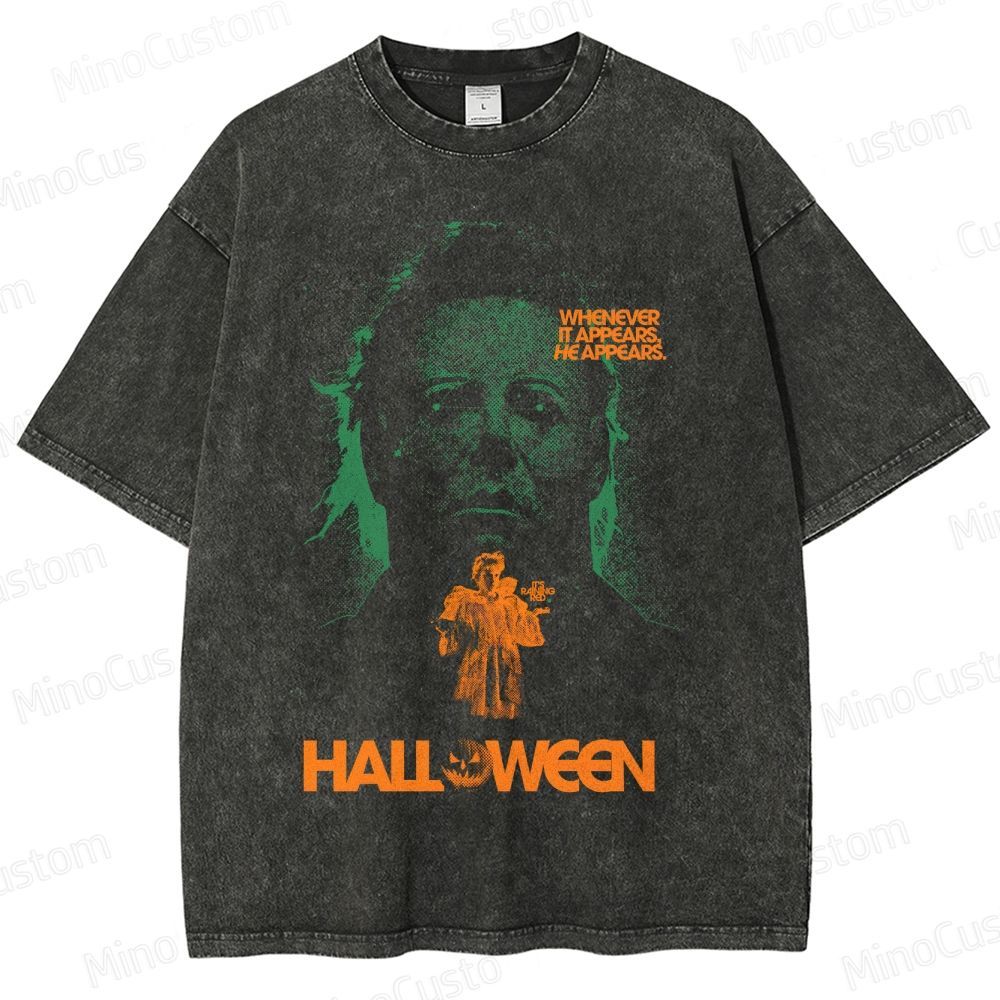 Halloween Vintage Washed Horror T - shirt