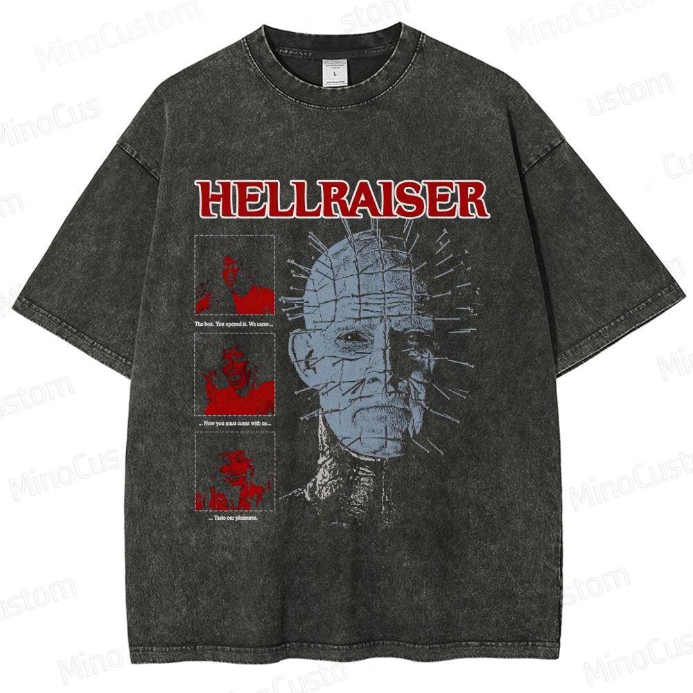 Hellraiser Vintage Washed Horror T - shirt