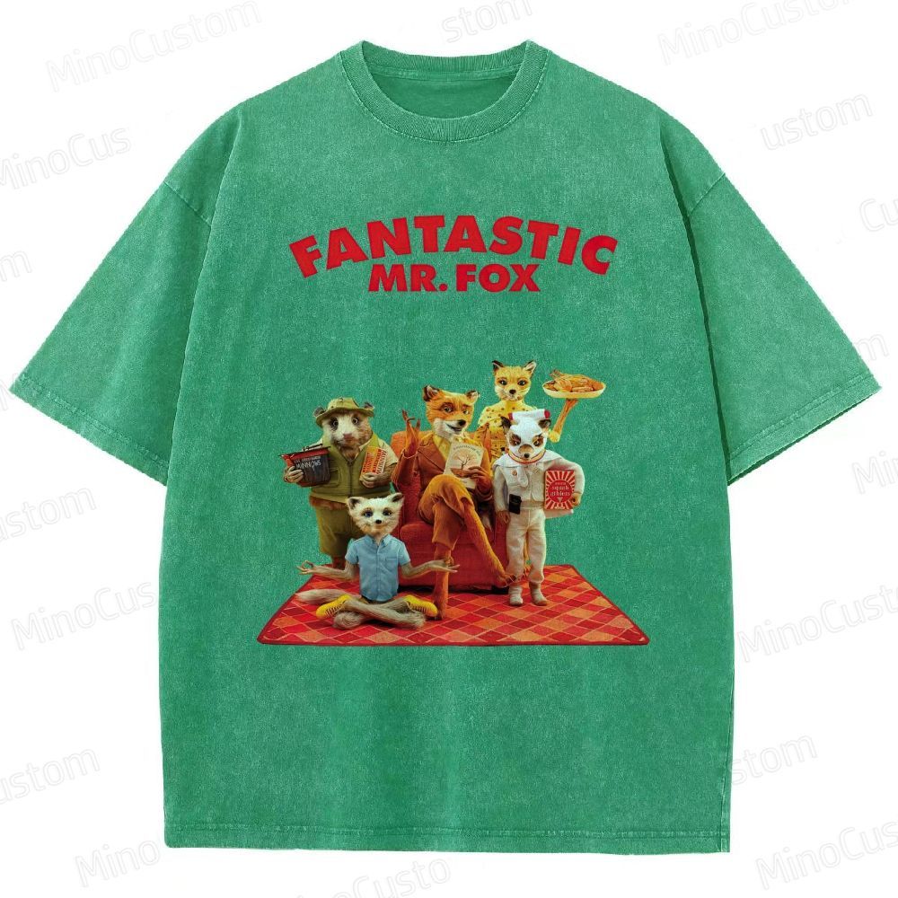 Fantastic Mr. Fox Group Scene Vintage Washed Animated Comedy T - shirt