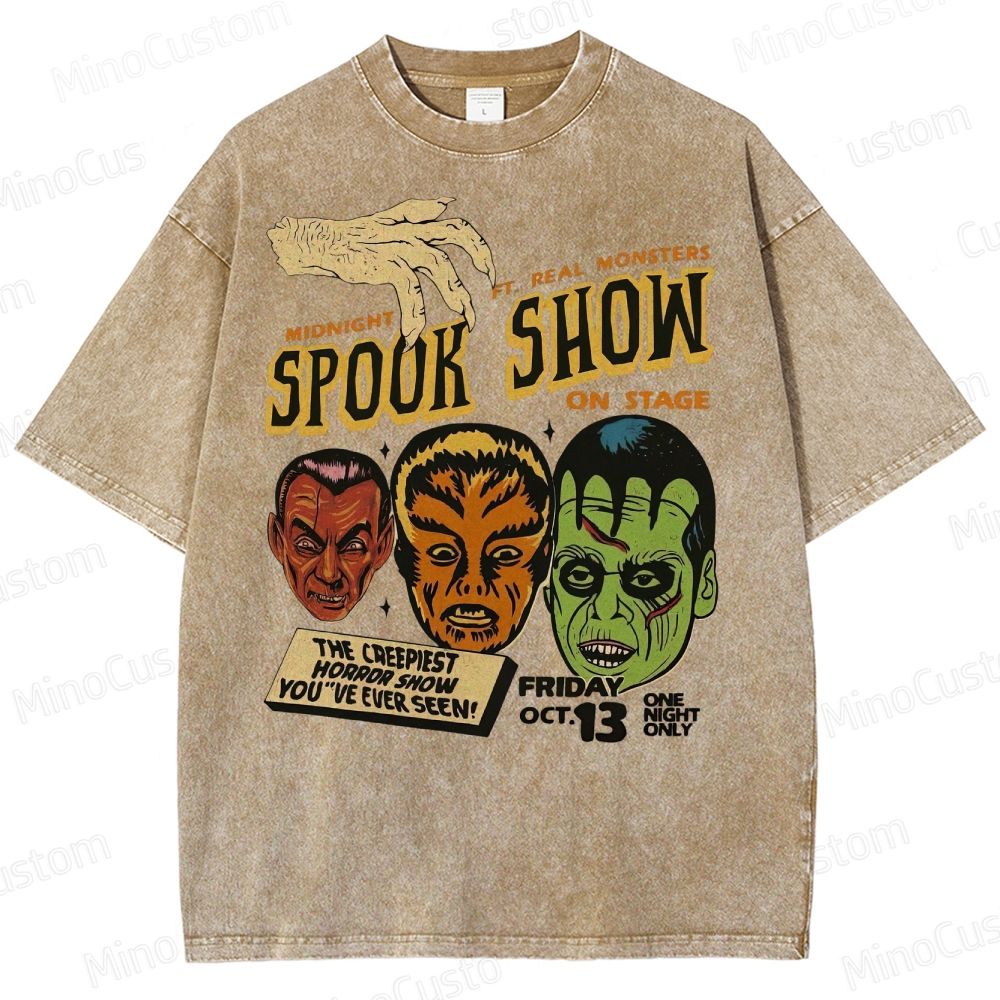 Spook Show 90s Vintage Halloween Washed T-Shirt