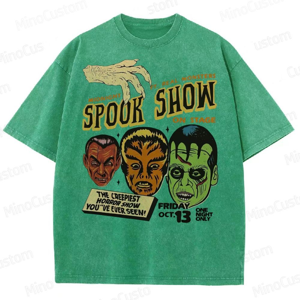 Spook Show 90s Vintage Halloween Washed T-Shirt