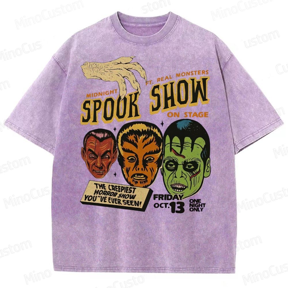 Spook Show 90s Vintage Halloween Washed T-Shirt