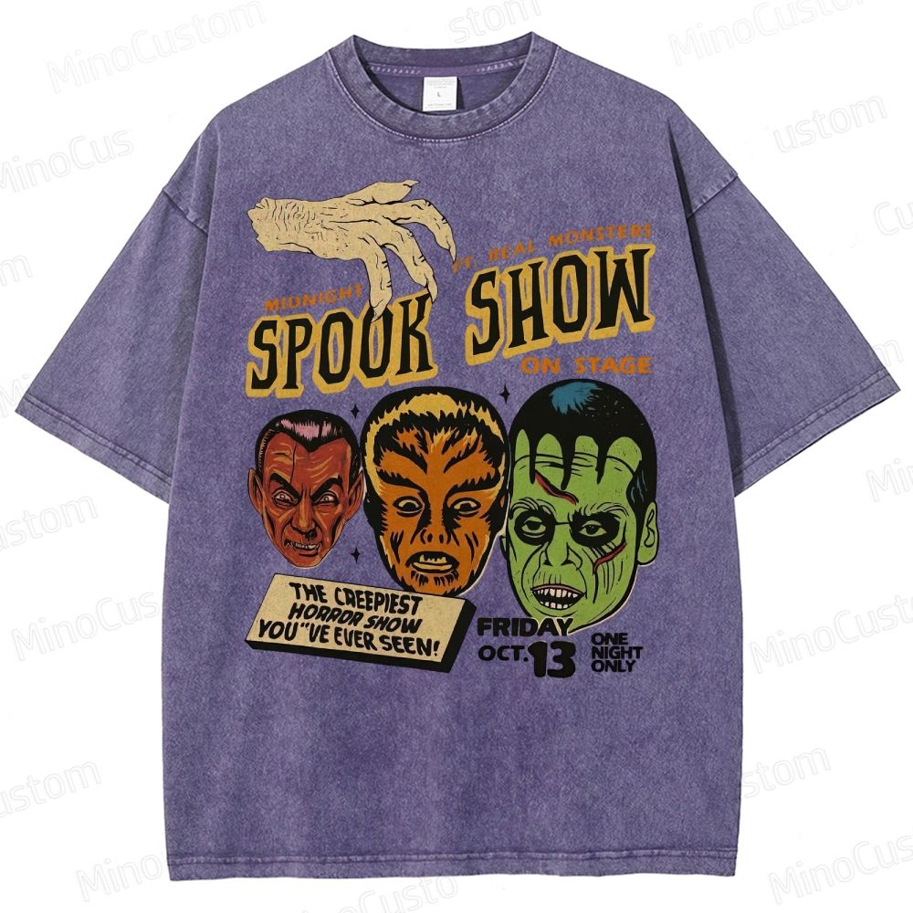 Spook Show 90s Vintage Halloween Washed T-Shirt