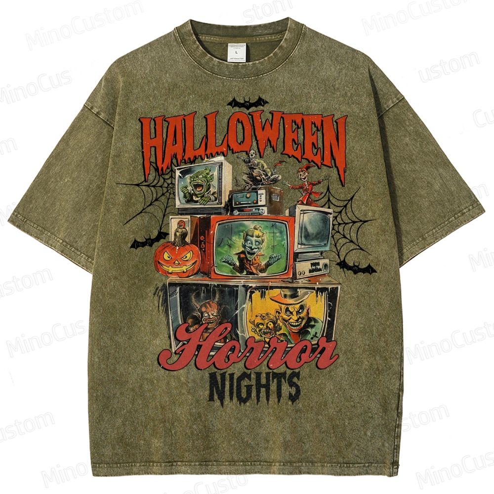 Halloween Horror Movie  Washed T-Shirt 