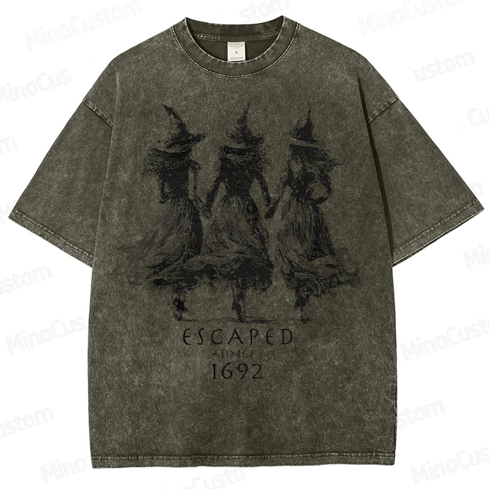 Witch Sisters Vintage Halloween Washed T-Shirt