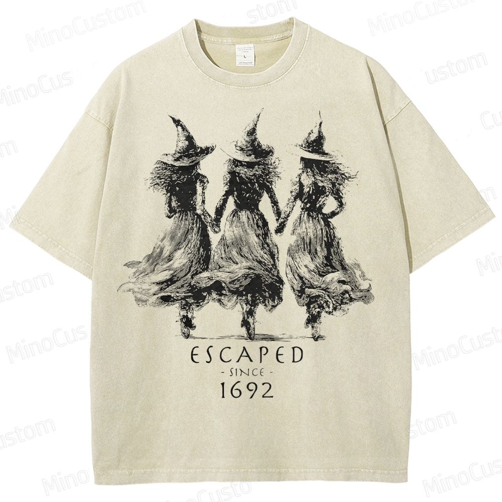 Witch Sisters Vintage Halloween Washed T-Shirt