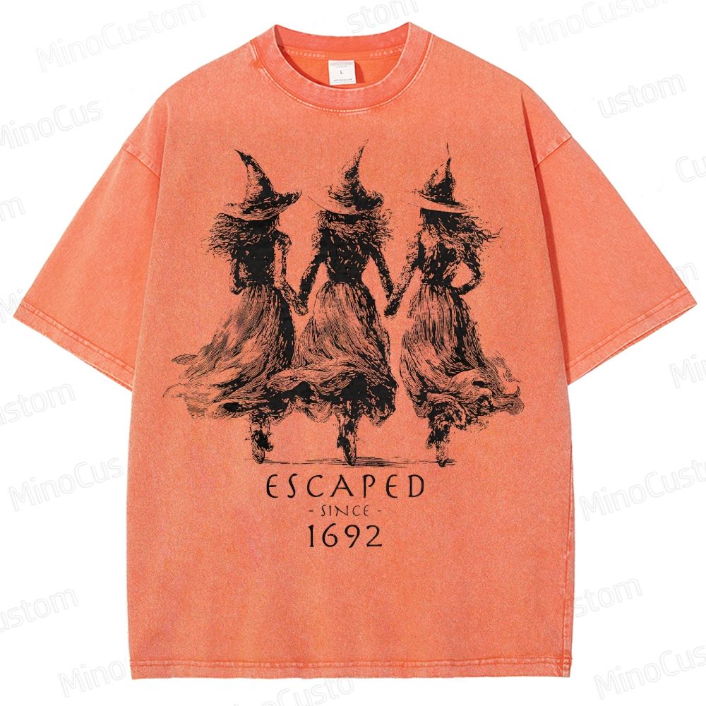 Witch Sisters Vintage Halloween Washed T-Shirt