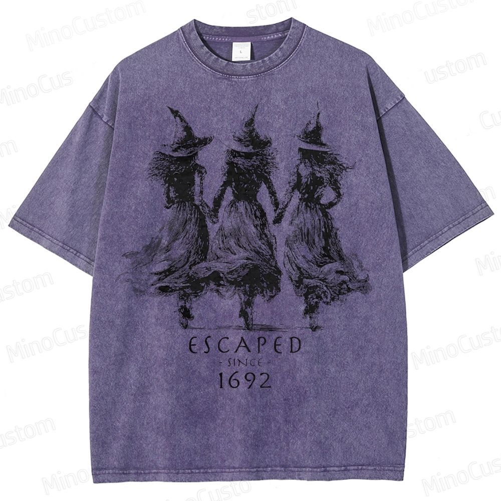 Witch Sisters Vintage Halloween Washed T-Shirt