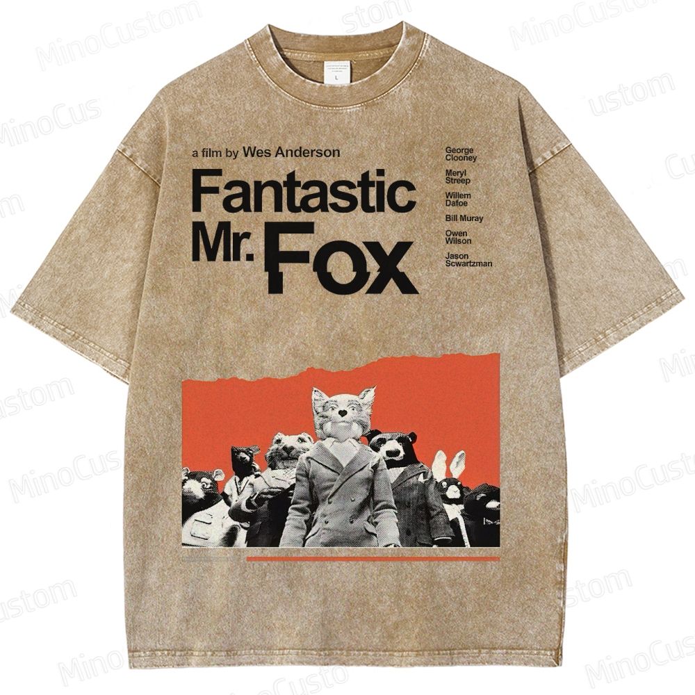 Fantastic Mr. Fox Movie Vintage Animal Washed T-Shirt 