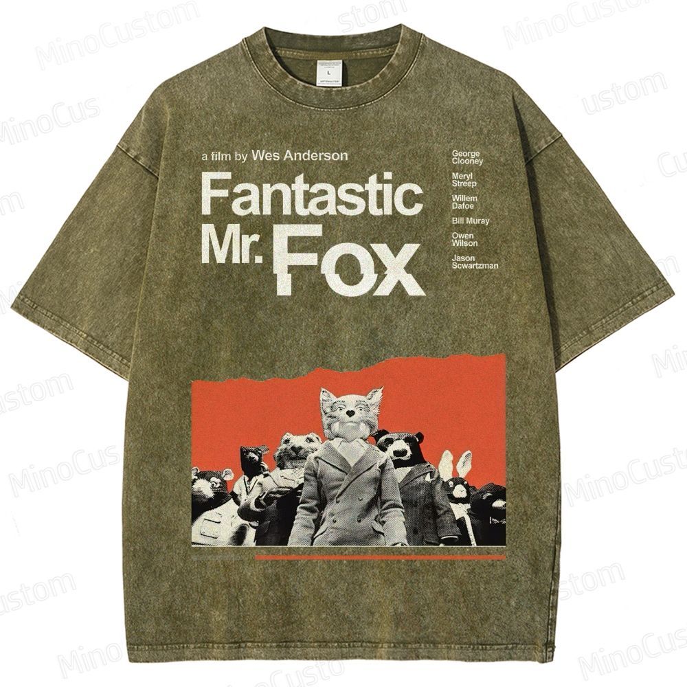 Fantastic Mr. Fox Movie Vintage Animal Washed T-Shirt 