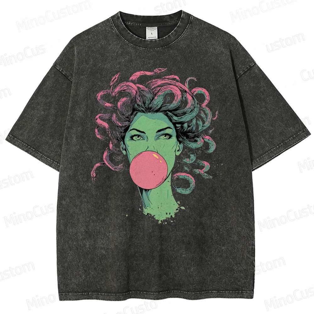 Medusa Bubble Gum Vintage Washed Graphic T - shirt