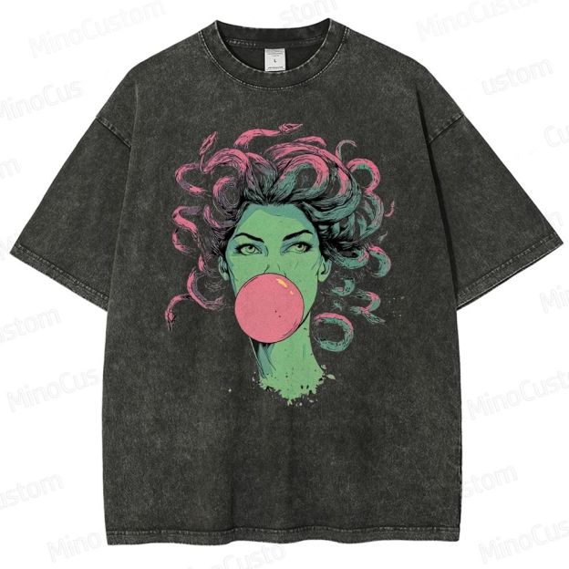 Medusa Bubble Gum Vintage Washed Graphic T - shirt