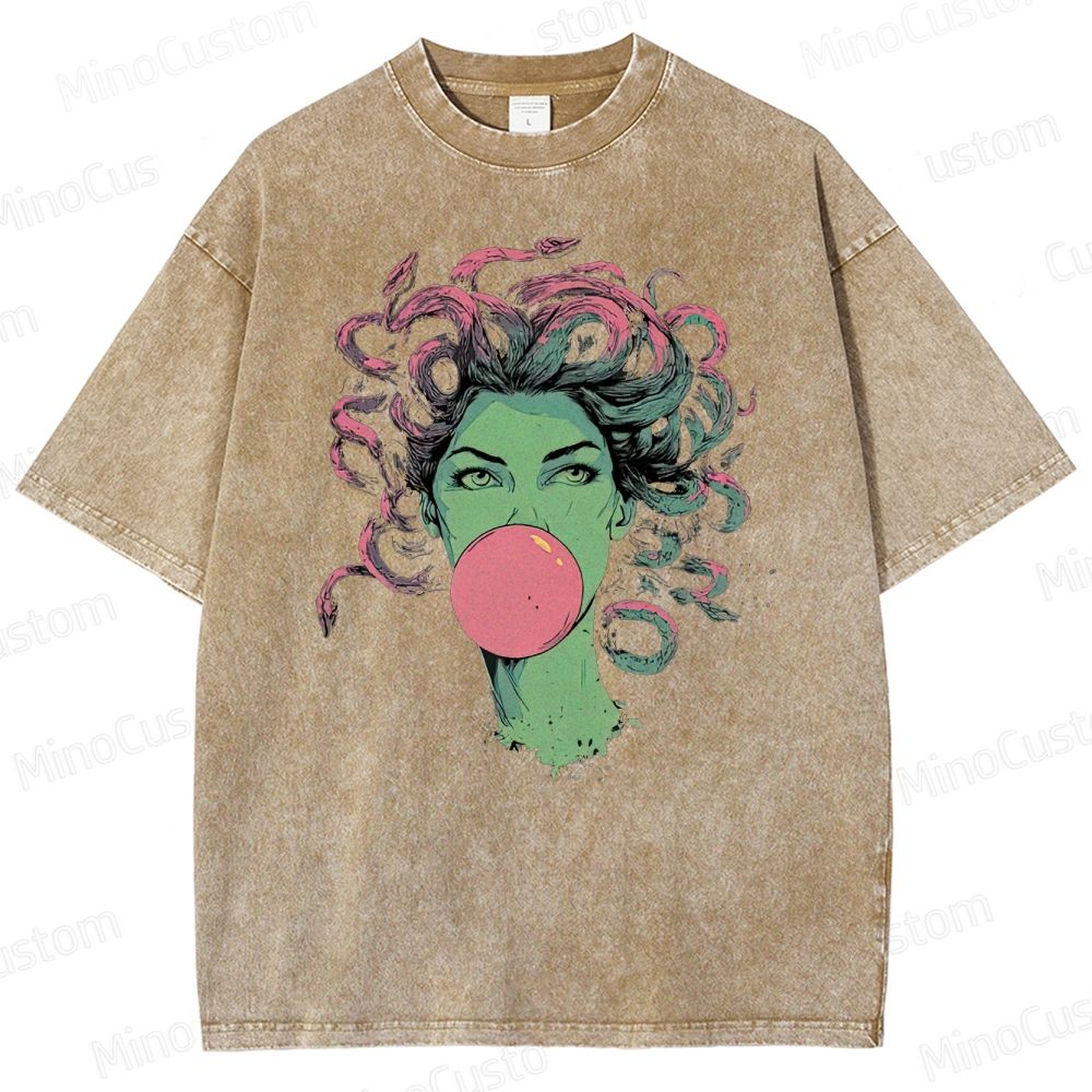 Medusa Bubble Gum Vintage Washed Graphic T - shirt