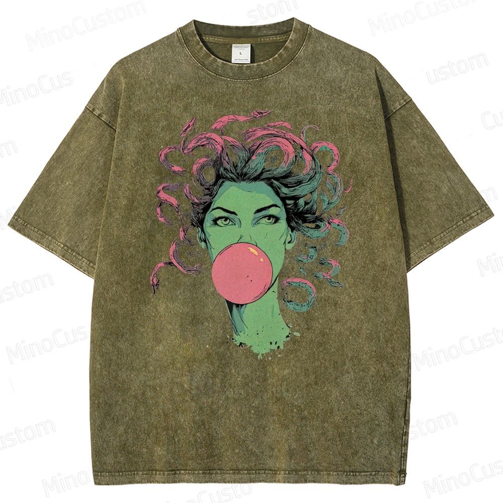 Medusa Bubble Gum Vintage Washed Graphic T - shirt