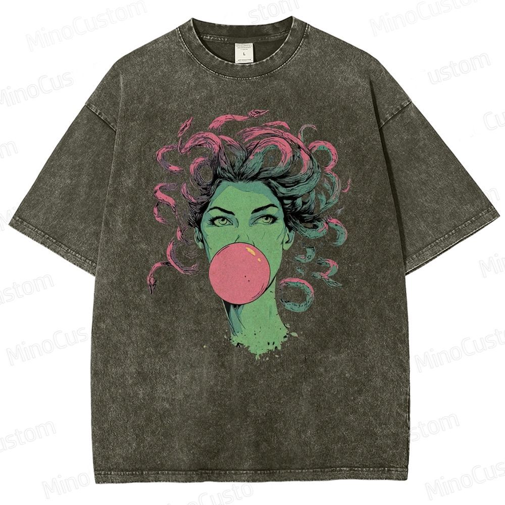 Medusa Bubble Gum Vintage Washed Graphic T - shirt