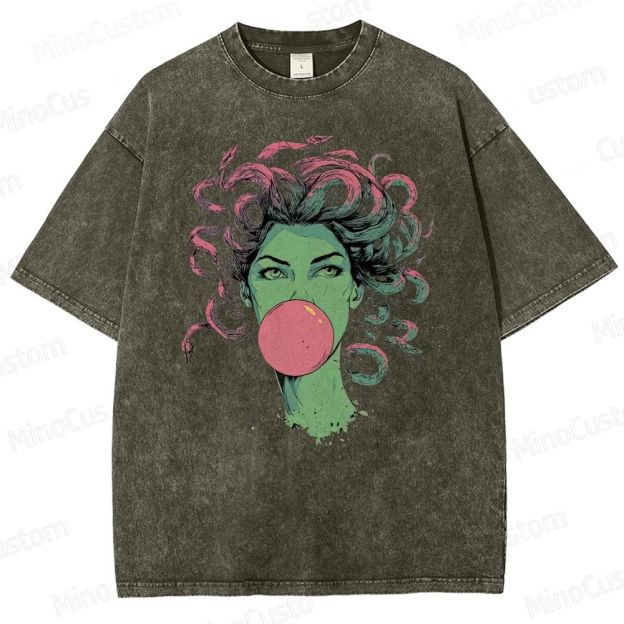 Medusa Bubble Gum Vintage Washed Graphic T - shirt
