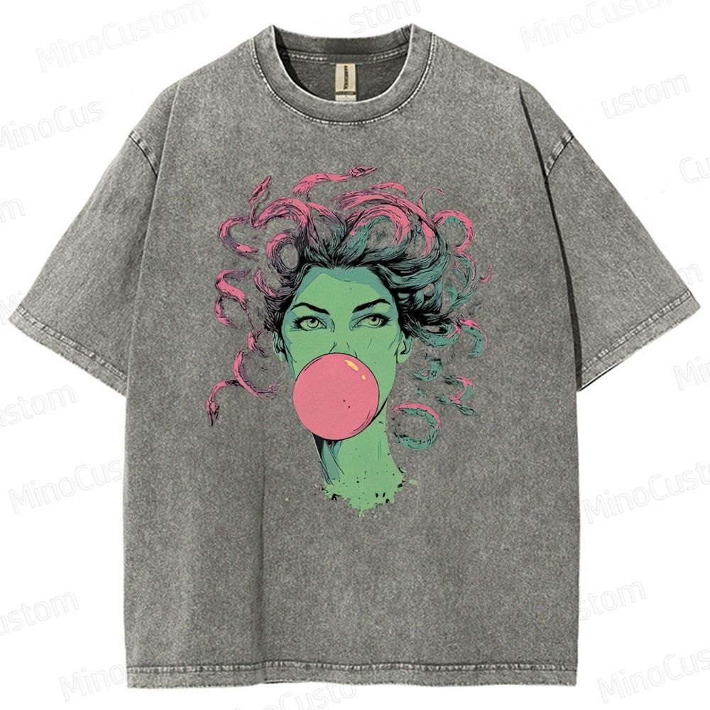Medusa Bubble Gum Vintage Washed Graphic T - shirt