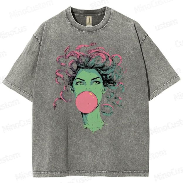 Medusa Bubble Gum Vintage Washed Graphic T - shirt
