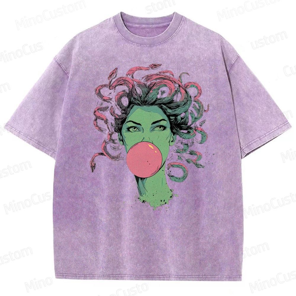 Medusa Bubble Gum Vintage Washed Graphic T - shirt