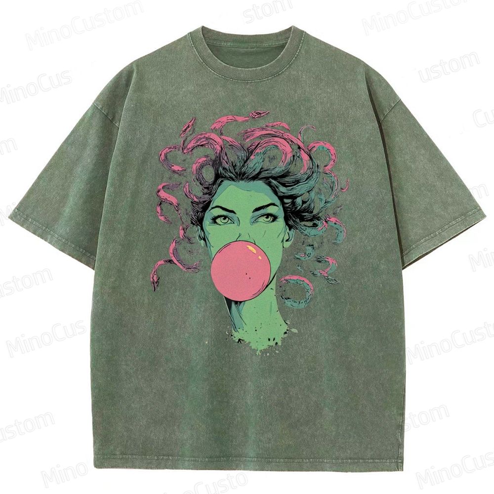 Medusa Bubble Gum Vintage Washed Graphic T - shirt