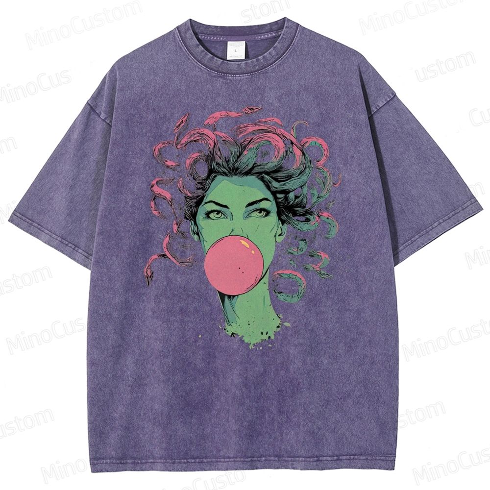 Medusa Bubble Gum Vintage Washed Graphic T - shirt
