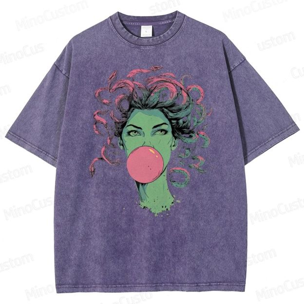 Medusa Bubble Gum Vintage Washed Graphic T - shirt