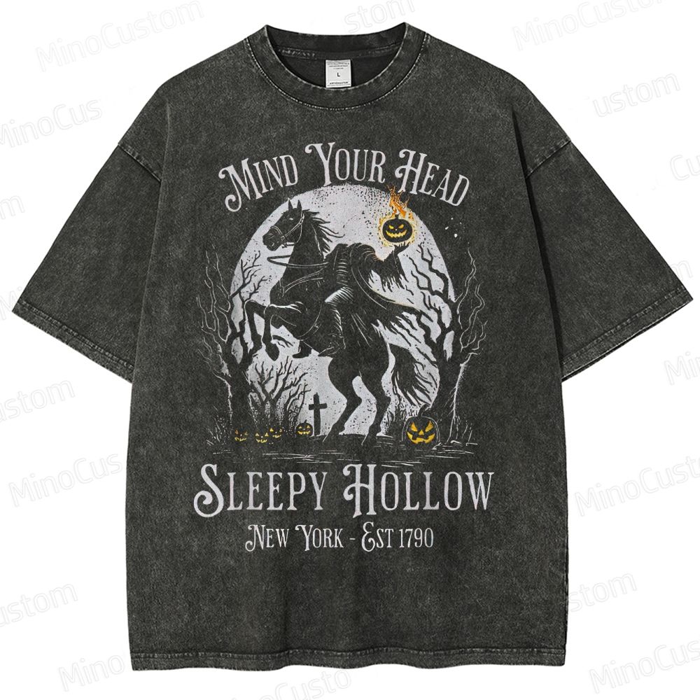 Sleepy Hollow "Mind Your Head" Vintage Washed Halloween T - shirt