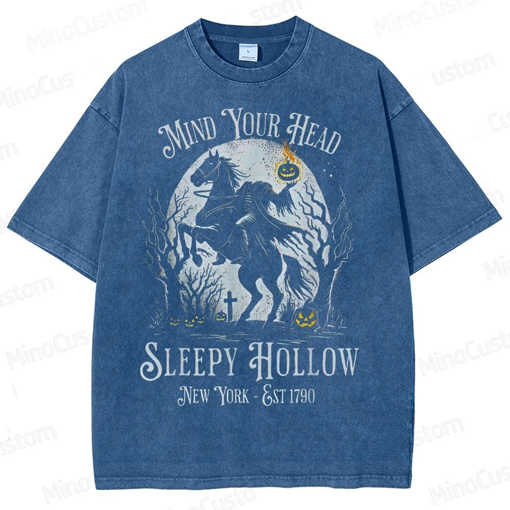 Sleepy Hollow "Mind Your Head" Vintage Washed Halloween T - shirt