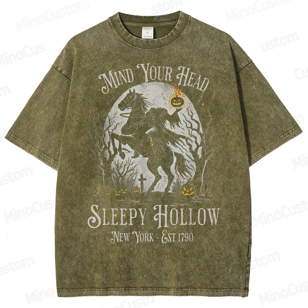 Sleepy Hollow "Mind Your Head" Vintage Washed Halloween T - shirt