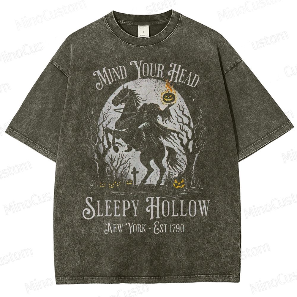 Sleepy Hollow "Mind Your Head" Vintage Washed Halloween T - shirt