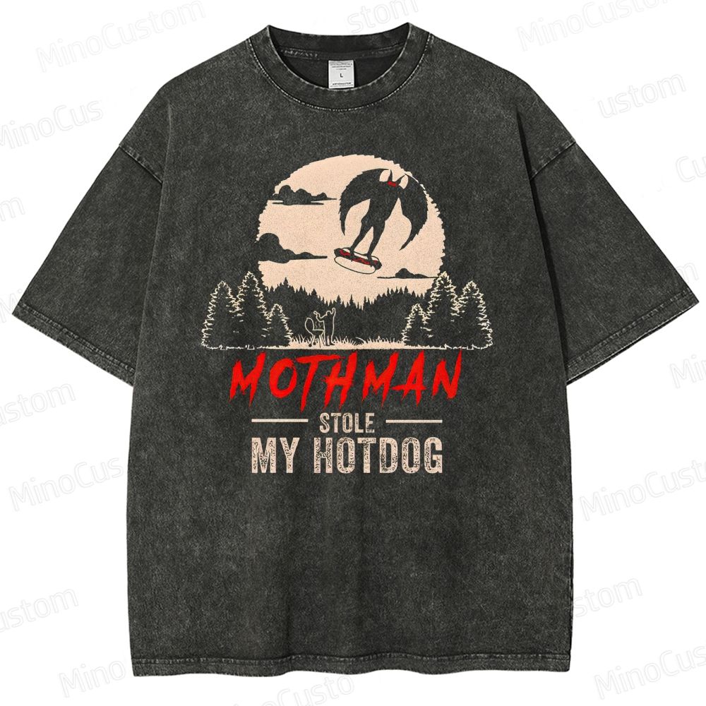 "Mothman Stole My Hotdog" Vintage Washed Graphic T - shirt